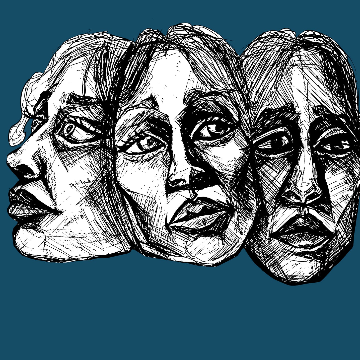 Fiona Apple, stylised print. 4 x 4 inches square in size.