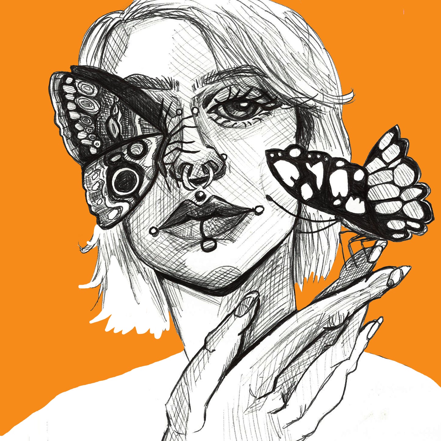 butterfly haven, print in colour,4 x 4 inches.