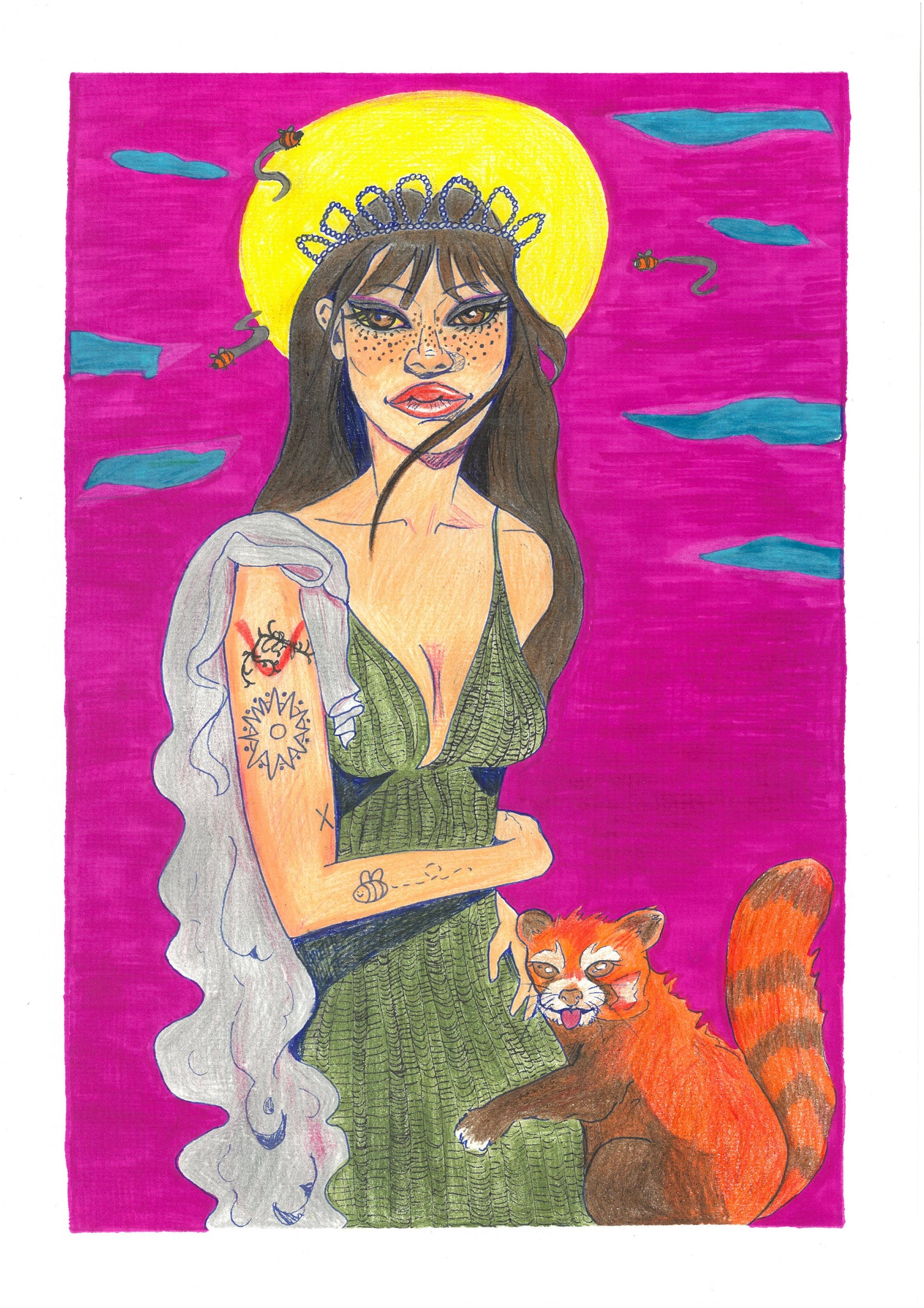 Beabadoobee, ORIGINAL, mixed media on A3 paper.