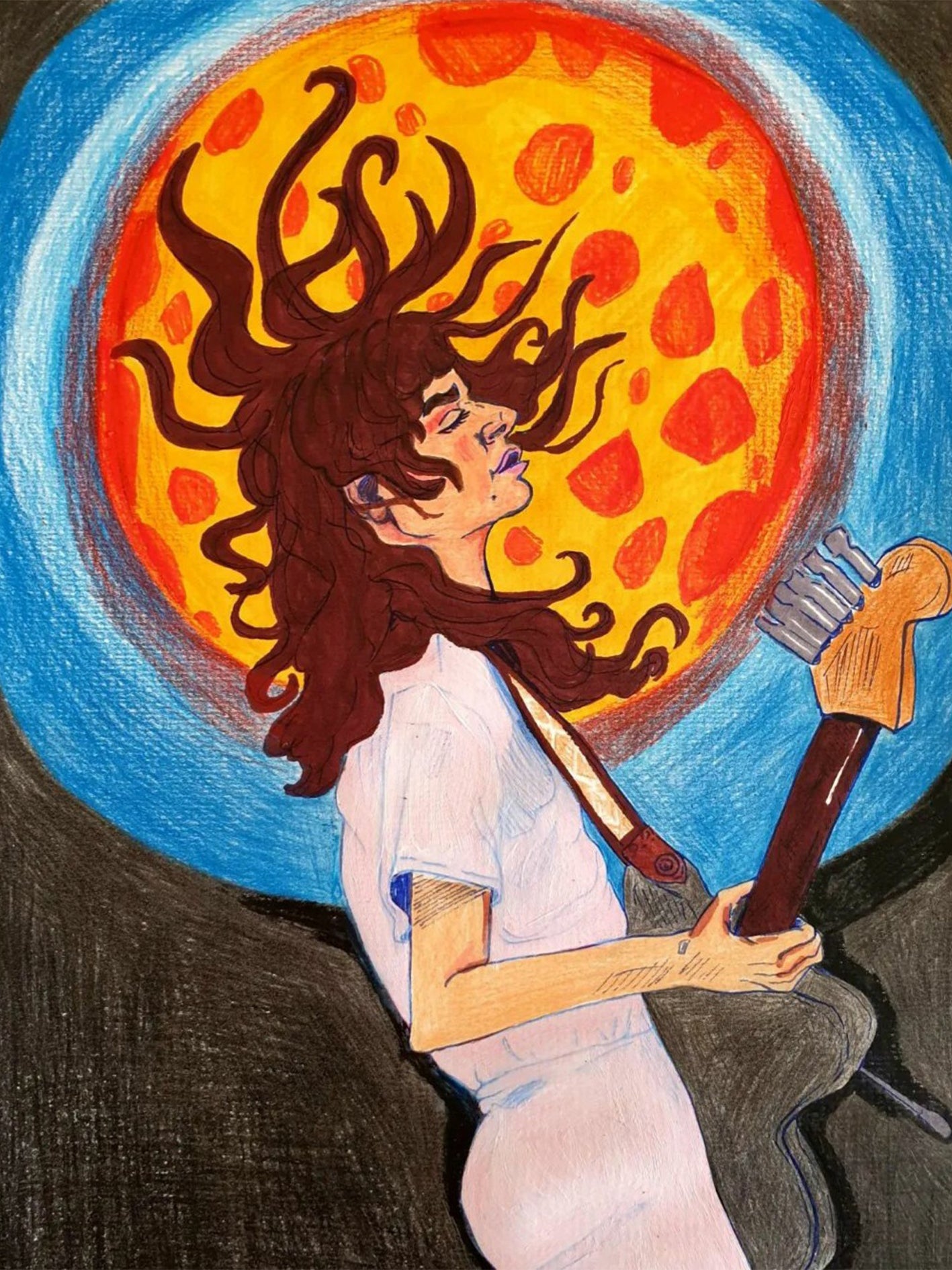 COURTNEY BARNETT original, mixed media on a3 paper.