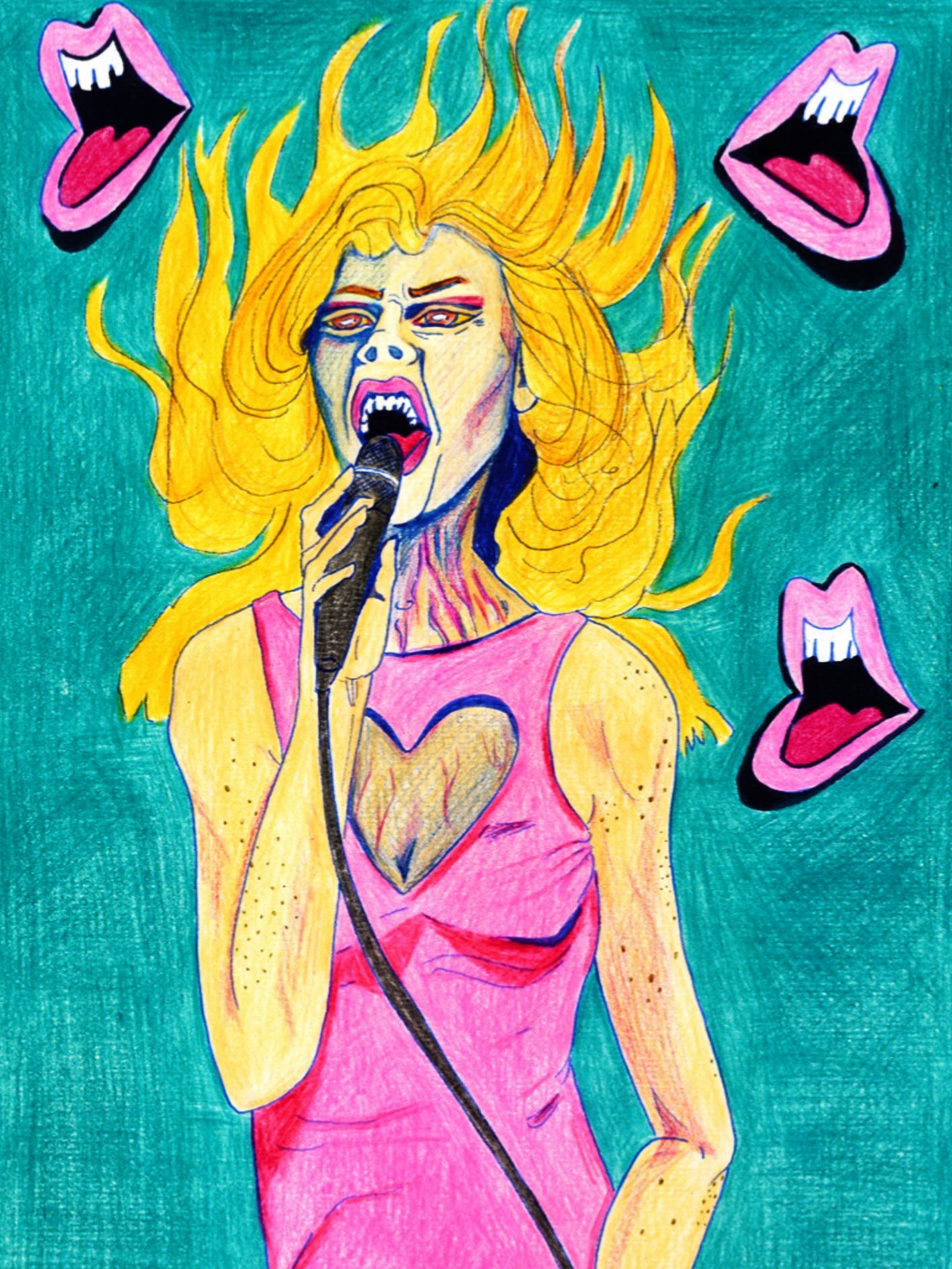 Ellie Rowsell Original, Mixed Media on A3 paper.