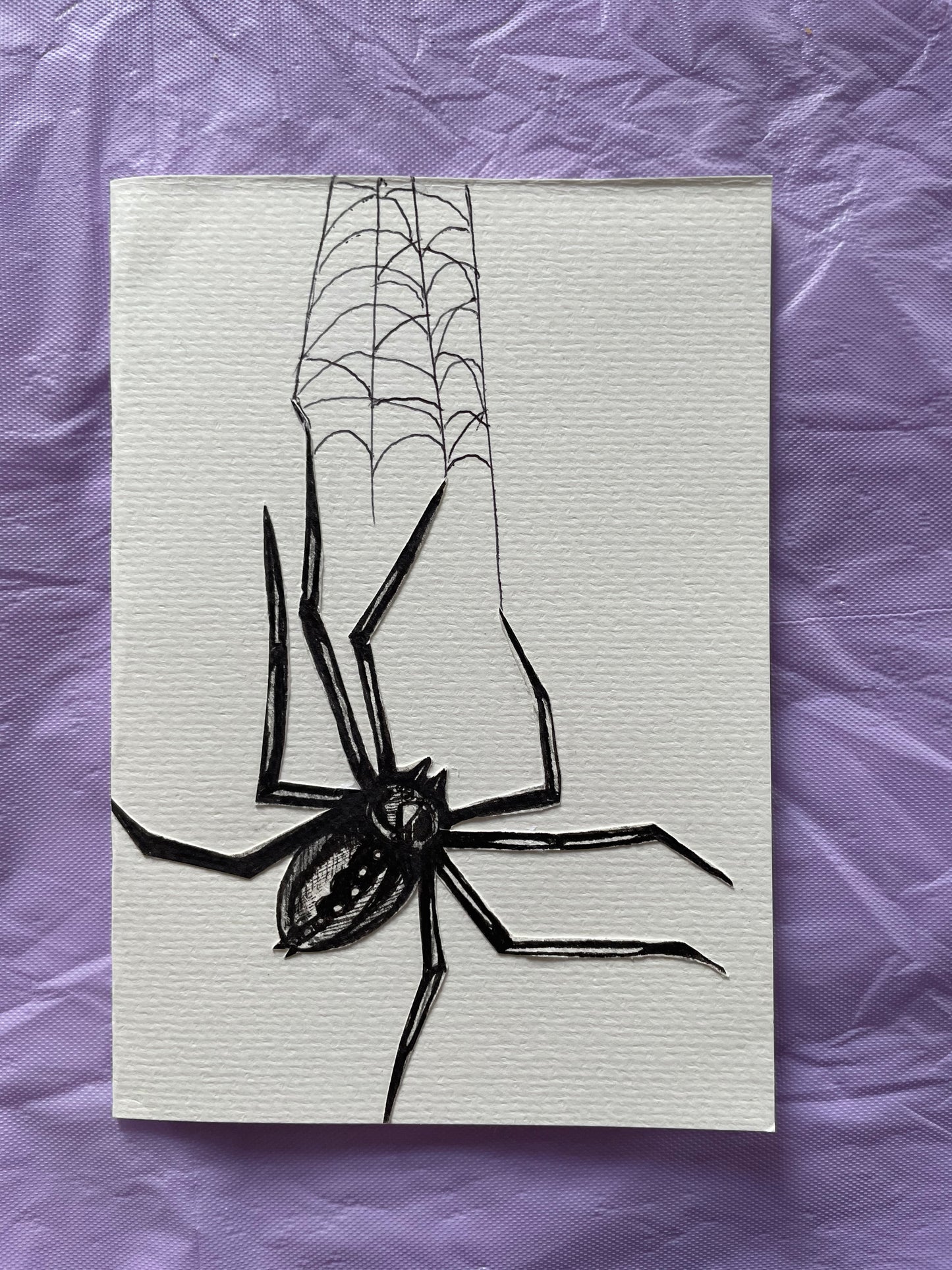 Custom spider illustration card, hand-made and original.