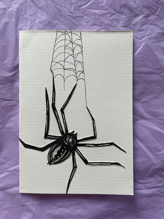 Custom spider illustration card, hand-made and original.