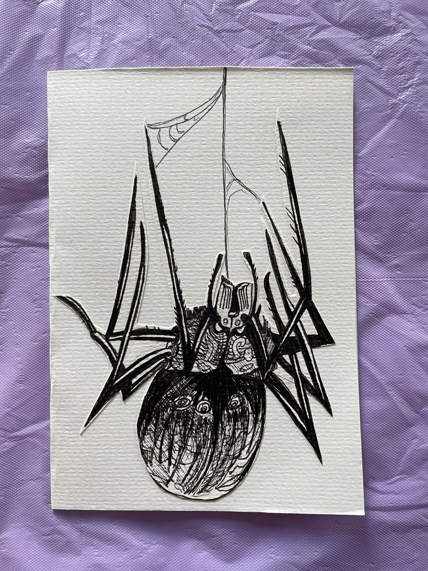Custom spider illustration card, hand-made and original.