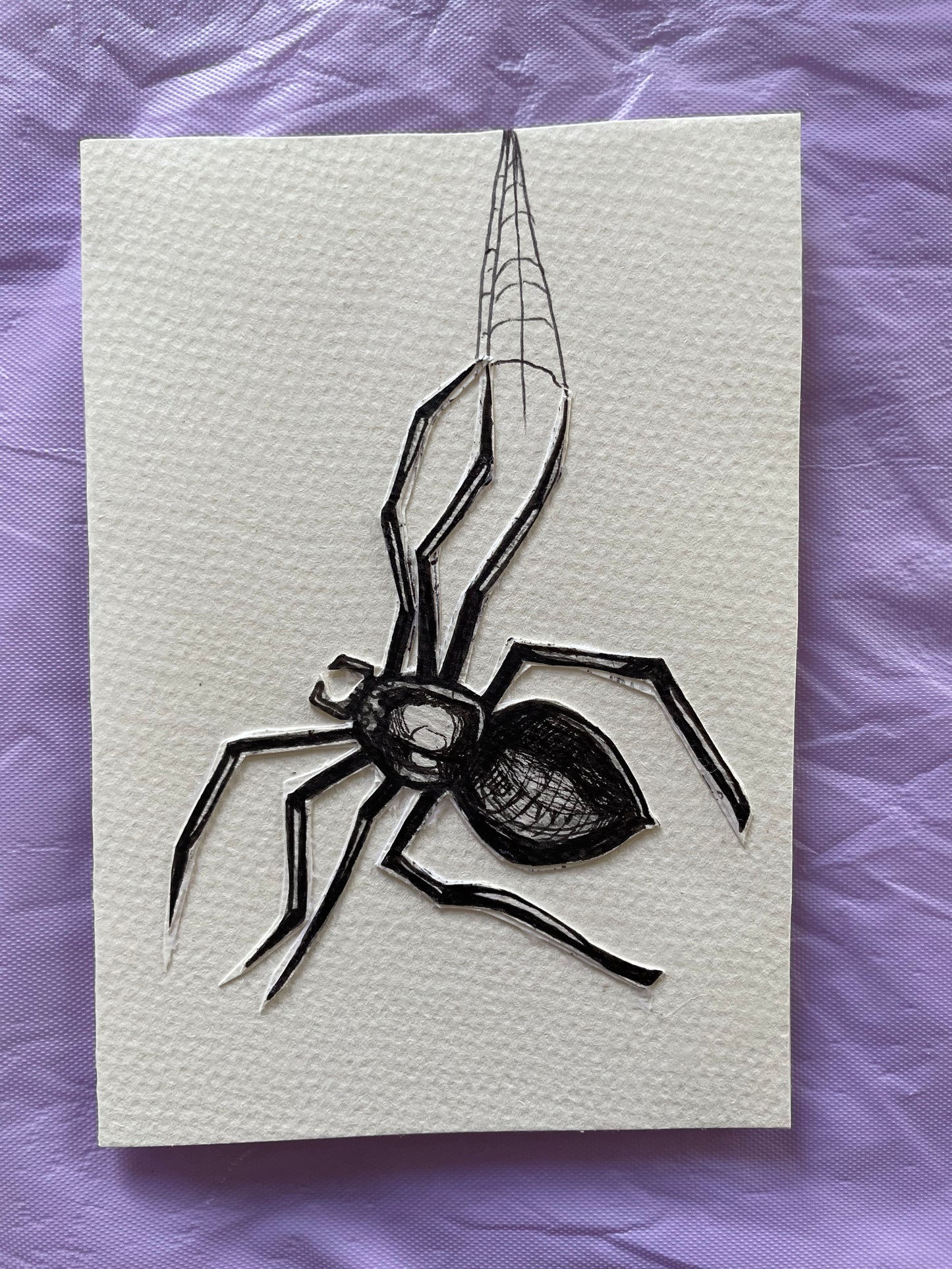 Custom spider illustration card, hand-made and original.