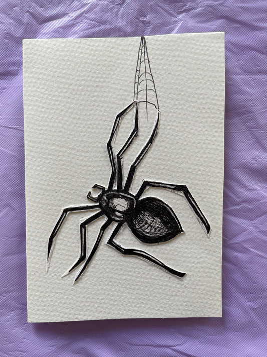 Custom spider illustration card, hand-made and original.