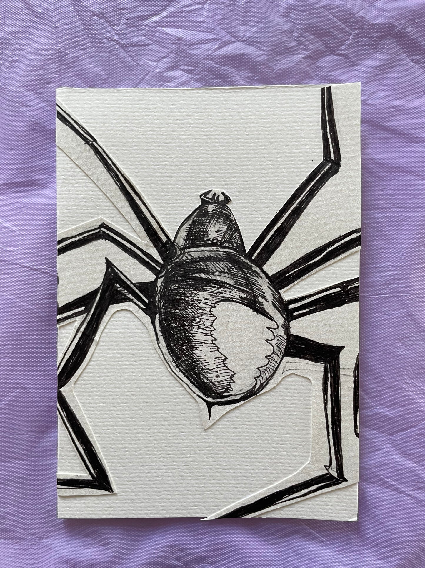 Custom spider illustration card, hand-made and original.
