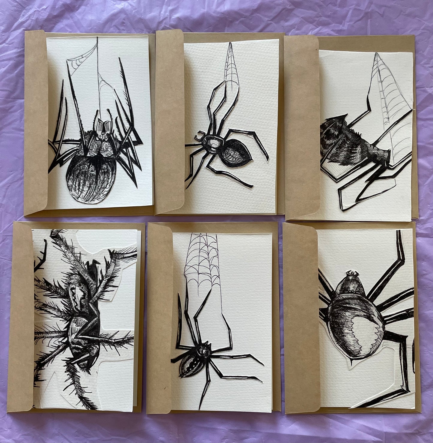 Custom spider illustration card, hand-made and original.