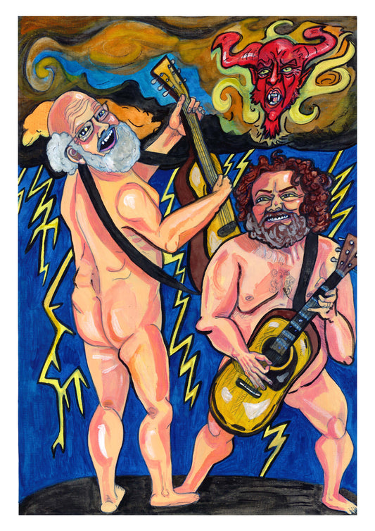 TENACIOUS D DRAWING, ORIGINAL, MULTIMEDIA ON A3 PAPER.