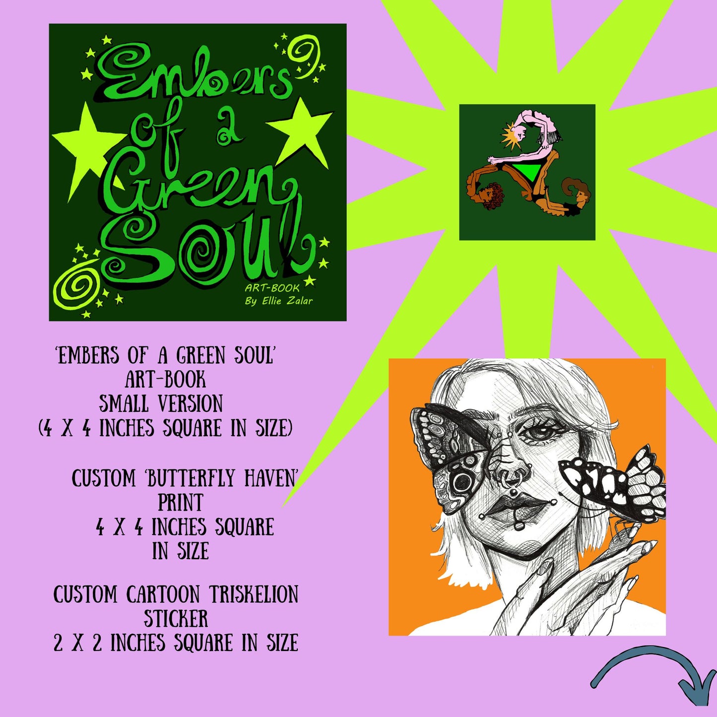 £85 'EMBERS OF GREEN' THEMED ART BUNDLE !