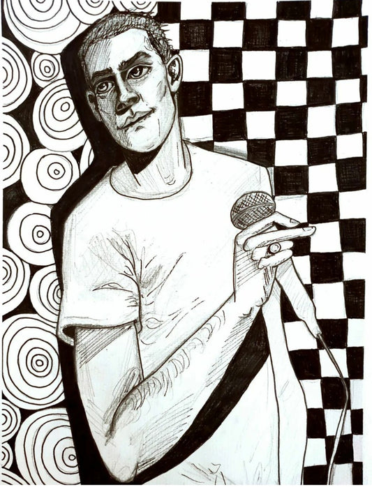 Terry Hall, lead singer of the specials, original artwork, a3 paper.