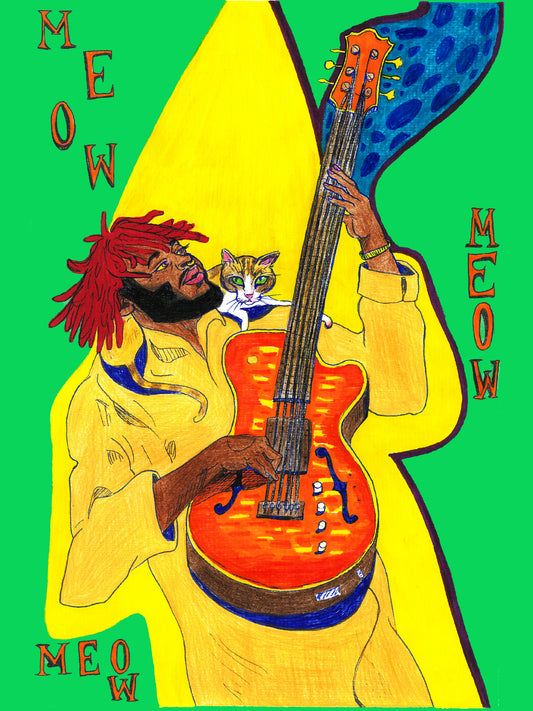 THUNDERCAT original, multimedia artwork on a3 paper.